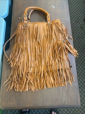 BAM Forever Fringe Leather Tote Bag in Tan
